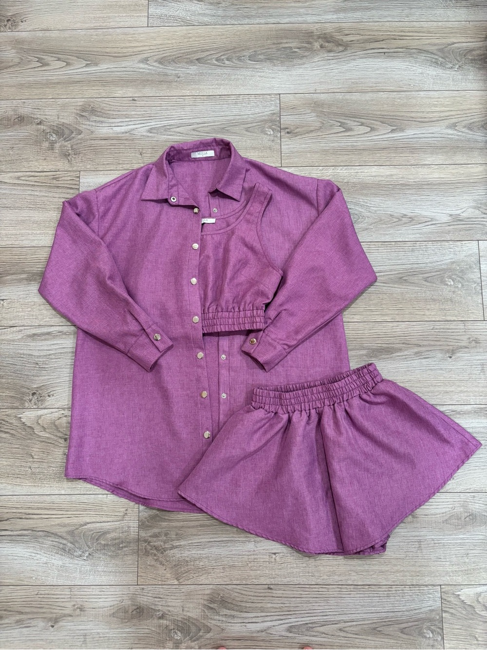 Mulla Purple 3-Piece Linen-Blend Set